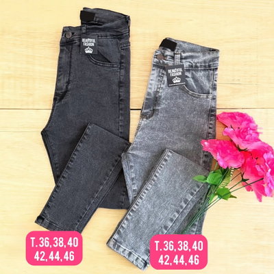 Jeans chupin tonos grises / Talle 36 al 46