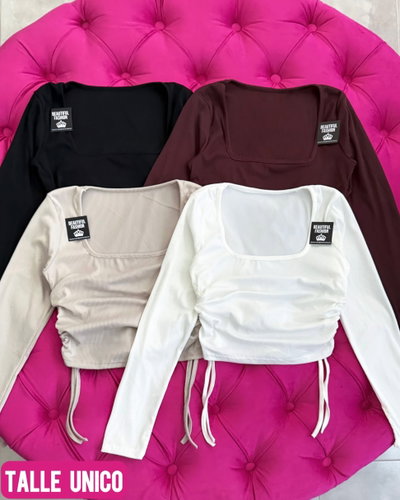 Remera ML con frunce / Talle único 