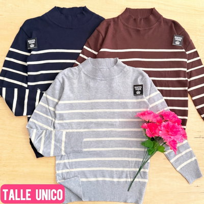 Sweater polera rayado / Talle único