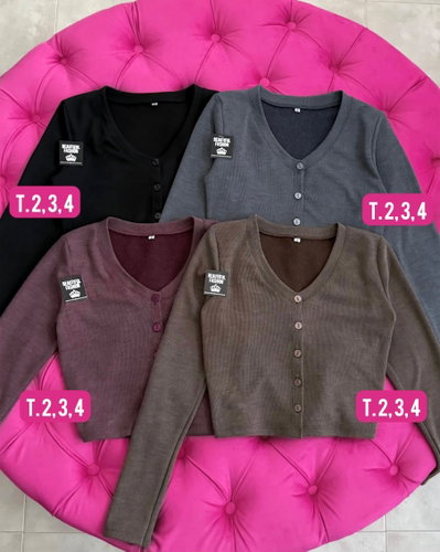 Remera ML con botones frizado / Talle 2 al 4
