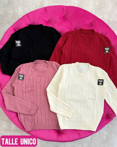 Sweater trensado / Talle unico / ROJO