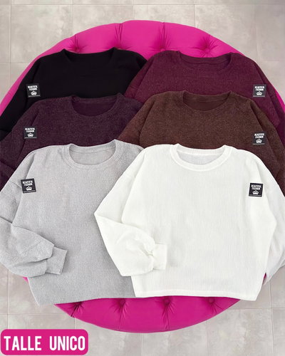 Sweater básico lanilla corto / Talle único / GRIS