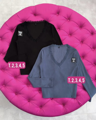 Remera ML con puntilla 