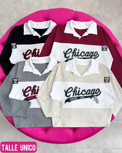Buzo con cuello chicago / Talle unico / BEIGE