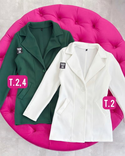 Saco de paño sin lazo / Talle 2 / BLANCO