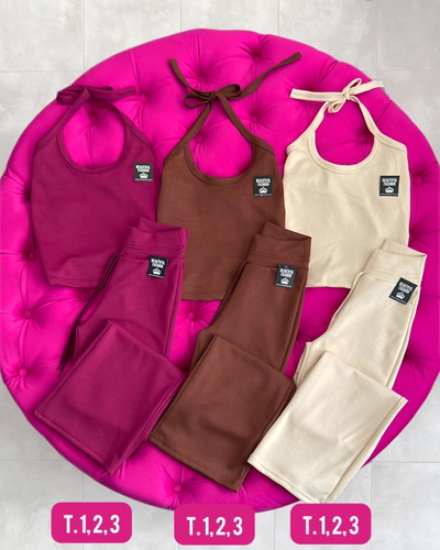 Conjunto top para atar + palazo / Talle 1 al 3