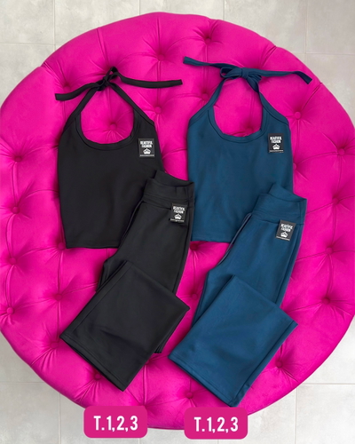 Conjunto top para atar + palazo / Talle 1 al 3