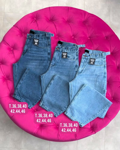 Jeans baggy con regulador / Talle 36 al 46