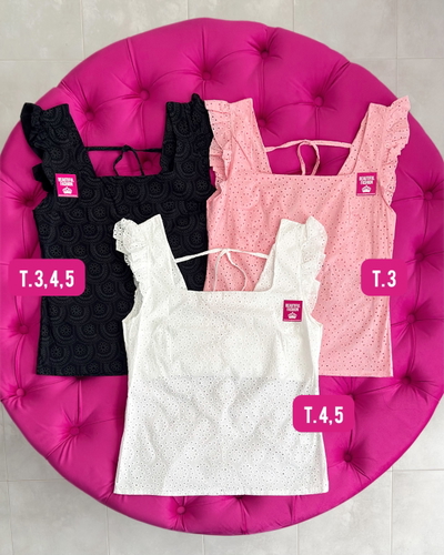 Musculosa brodire / Talle 4 / NEGRO Y BLANCO