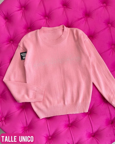 Sweater con stras / Talle único / ROSA
