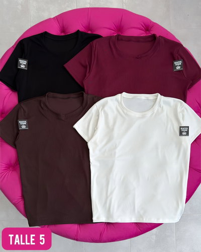Remera MC básica / Talle 5 / Choco y crema 