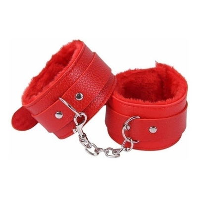 ESPOSAS DE ECOCUERO CON CADENA Y PELUCHE ROJAS