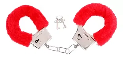 JUEGO DE ESPOSAS CON PELUCHE  ROJAS