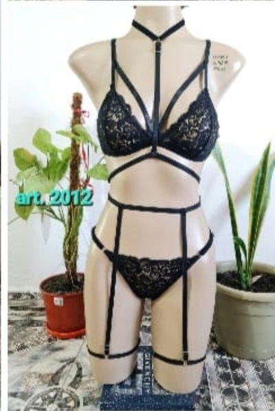 Conjunto erotico negro 4 piezas art 2012