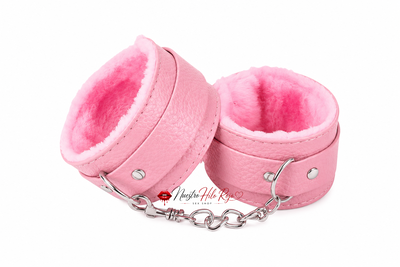 ESPOSAS DE ECOCUERO CON CADENA Y PELUCHE ROSA