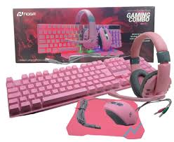 Kit Gamer Teclado Mouse Auricular Pad Combo Rosa Noga Nkb411 