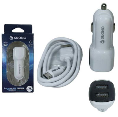 CARGADOR DE AUTO C/CABLE DESMONTABLE 3.0A SUONO