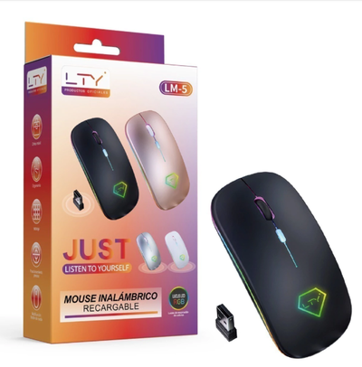 Mouse inalámbrico RECARGABLE LED RGB colores