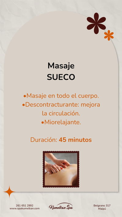 Masaje "Sueco" 45 minutos