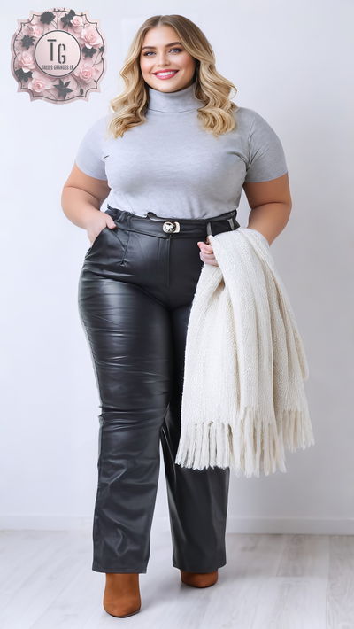 Pantalón sastrero engomado wide leg