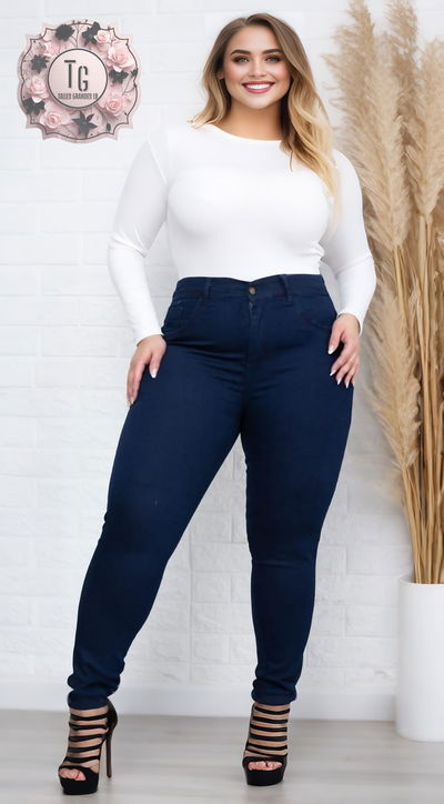 Jeans chupín azul oscuro elastizado 