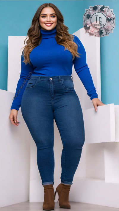 Jeans chupín azul elastizado