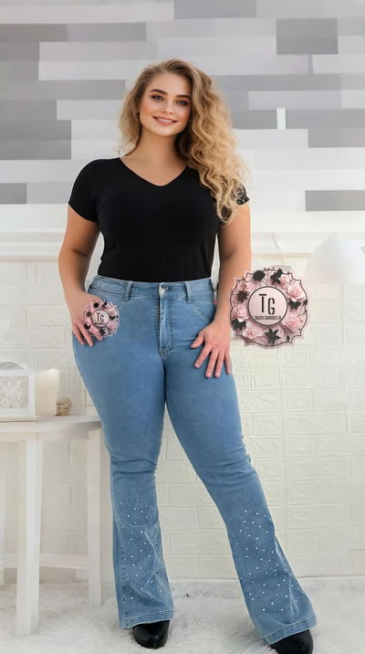 Jeans Oxford con Brillos