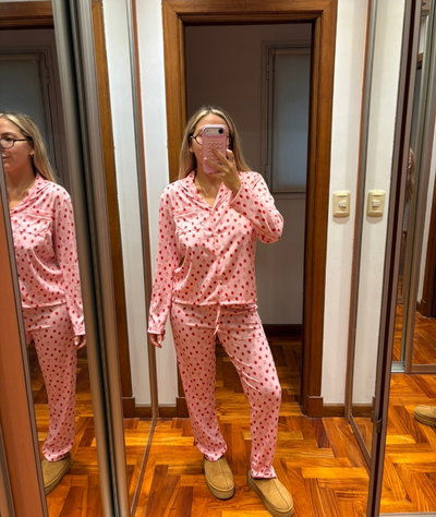 Pijama Camisero Frutillas rosa