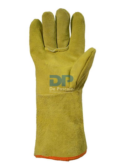 GUANTE DESCARNE PARA SOLDADOR C/TIRAS PROTECTORAS Y COSTURA KEVLAR/ FORRADO