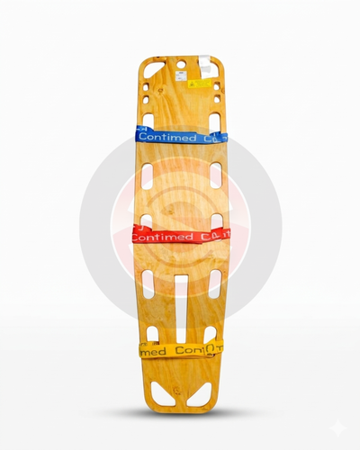 Camilla inmovilizadora de madera con cinturones de sujeción c/abrojo