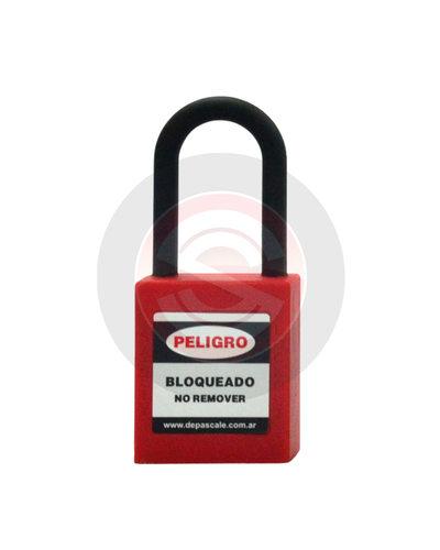 Candado Termoplástico Rojo, Paso 20×38 mm de Acero Inoxidable con Dos Llaves