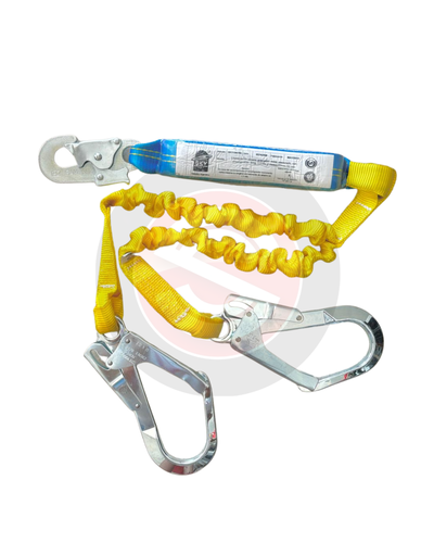 Amarre doble elastizado de 1.5mt con amortiguador- 1 mosquetón 18mm Y 2 de 55mm