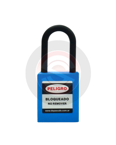 Candado Termoplástico Azul Dieléctrico, Paso 20×38 mm de Nylon