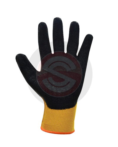 GUANTE TEJIDO S/COSTURA AMARILLO CUBIERTO EN LATEX RUGOSO-DPS