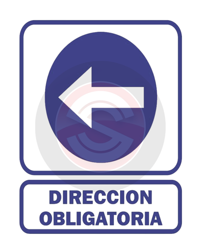 CARTEL DIRECCIÓN OBLIGATORIA (FLECHA IZQUIERDA)