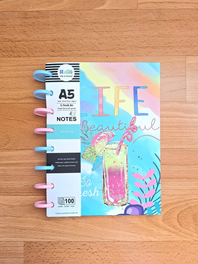 Cuaderno A5 con Sistema de Disco x100 hojas "Life"