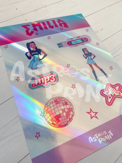 Planchita stickers holográficos