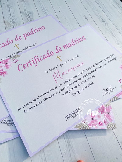 Certificado de padrinos