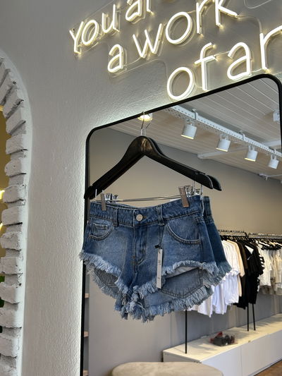 Short justina low waist azul