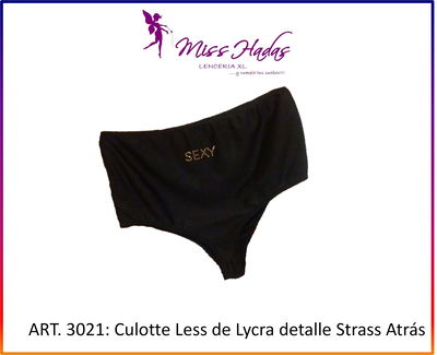 ART. 3021: Culotte Less de Lycra Liso con detalle de Strass