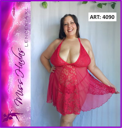 ART. 4090: Camisolin en Encaje y Microtul Rojo