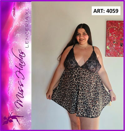 ART. 4059: Camisolin de Lycra Animal print y busto en Puntilla
