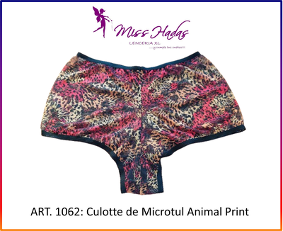 Art. 1062: Culotte Tiro Alto Microtul Animal Print en negro y fucsia