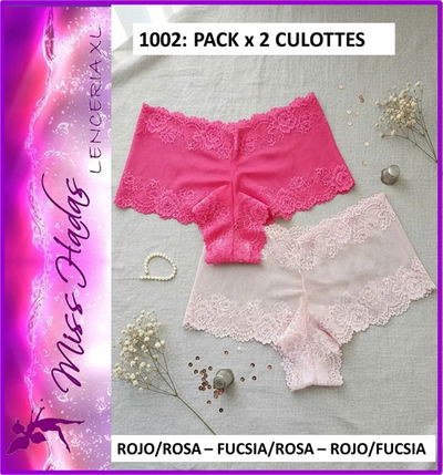 ART. 1002: Pack x 2 Culottes de Puntilla (Rosa/Fucsia)