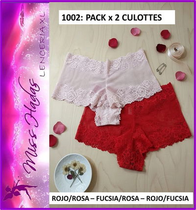 ART. 1002: Pack x 2 Culottes de Puntilla (Rosa/Rojo)