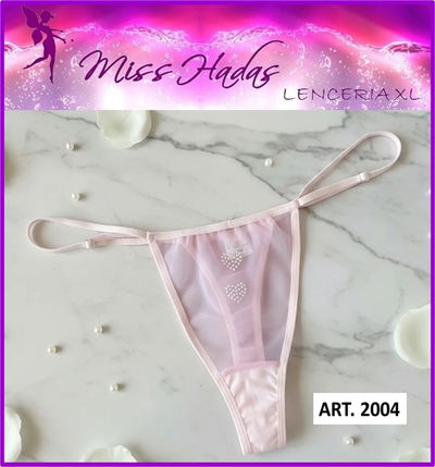 ART. 2004: Tanga Cola Less de Tul con Strass ROSA