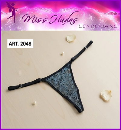 ART. 2048: Tanga de encaje hilo dental de encaje plateado