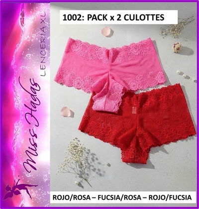 ART. 1002: Pack x 2 Culottes de Puntilla (Rojo/Fucsia)