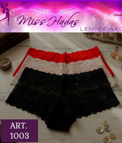 ART. 1003: Pack x 3 Culottes de Puntilla (negro/avellana/rojo)