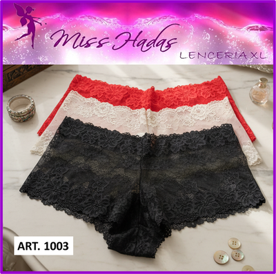 ART. 1003: Pack x 3 Culottes de Puntilla (negro/avellana/rojo)